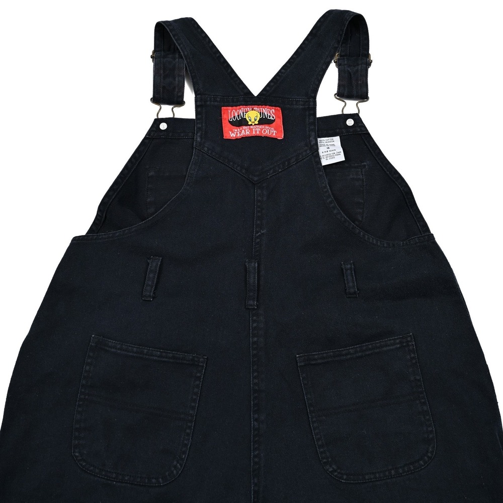 Vintage Looney Tunes Tweety Bird Overalls Womens 16 Dark Navy Embroidered 90s - Picture 10 of 11